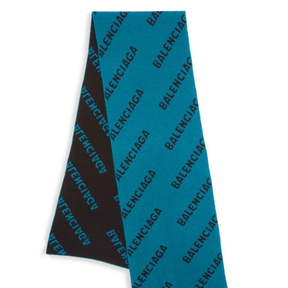 Balenciaga All Over Logo Wool Scarf